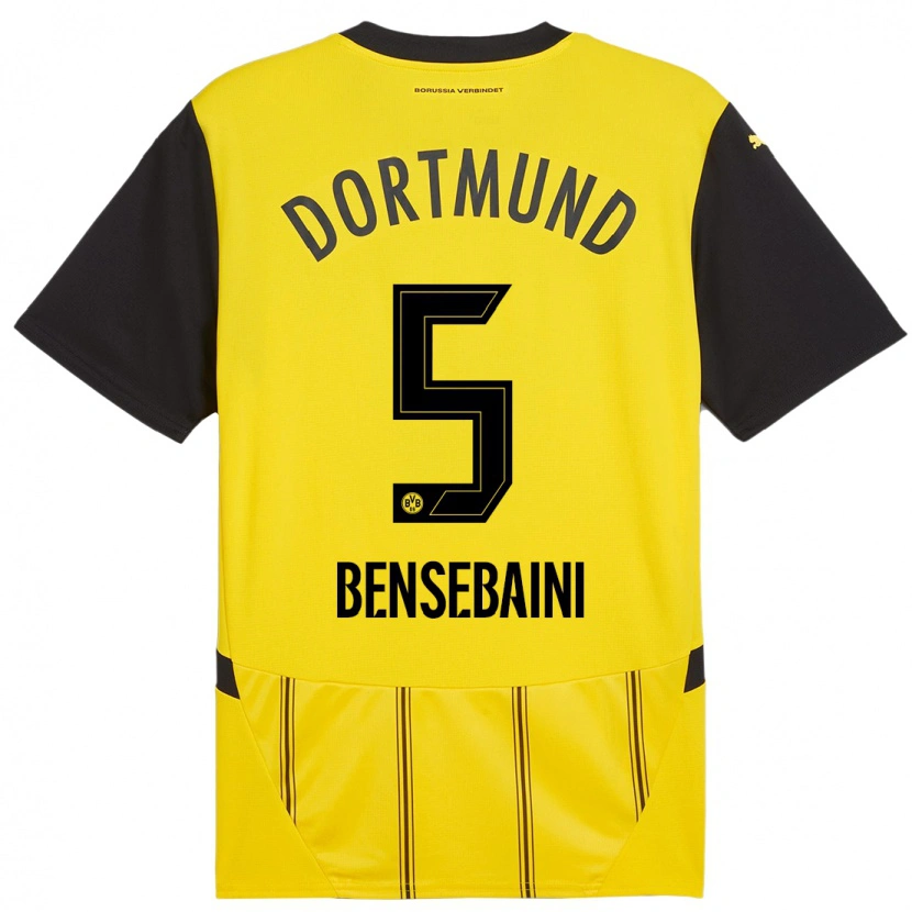 Danxen Bambino Maglia Ramy Bensebaini #5 Giallo Nero Kit Gara Home 2024/25 Maglietta