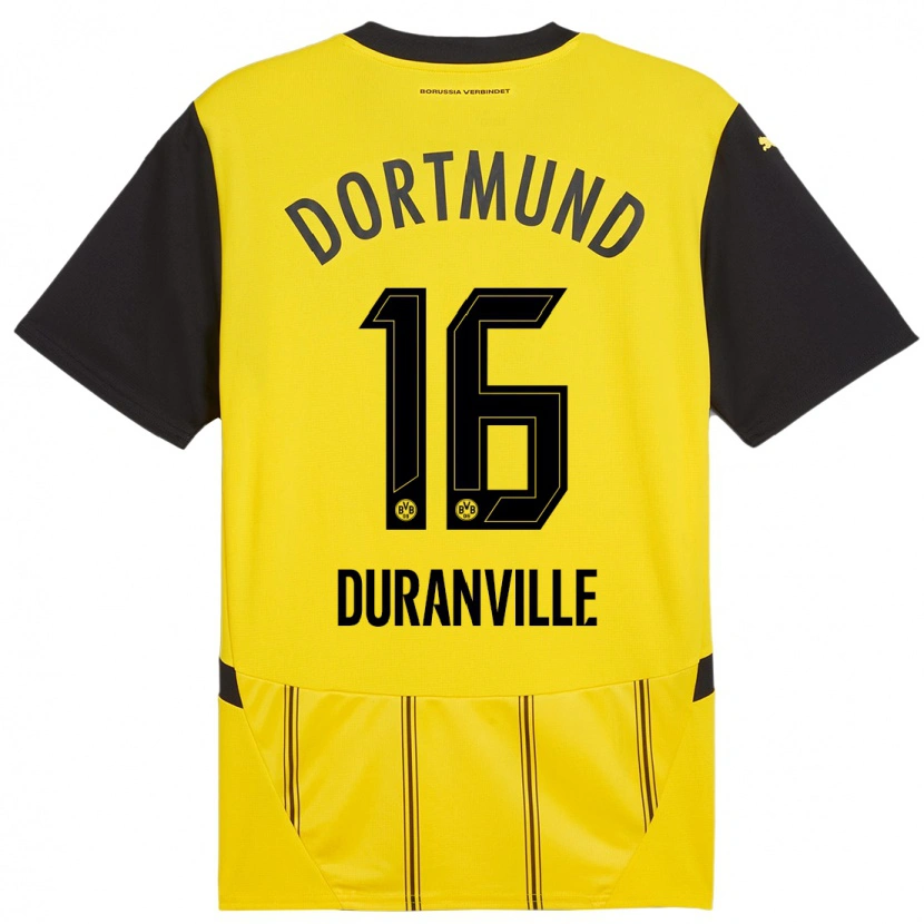 Danxen Bambino Maglia Julien Duranville #16 Giallo Nero Kit Gara Home 2024/25 Maglietta