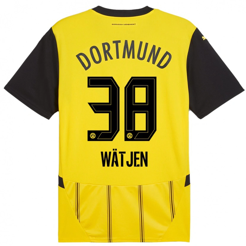 Danxen Bambino Maglia Kjell Wätjen #38 Giallo Nero Kit Gara Home 2024/25 Maglietta