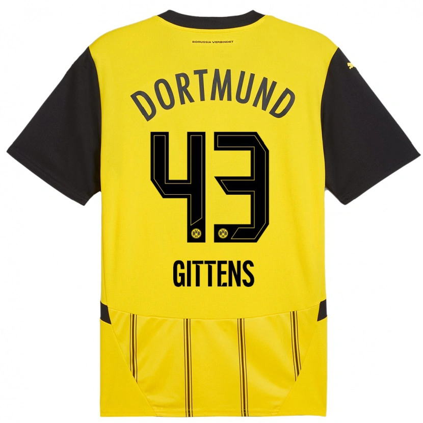 Danxen Bambino Maglia Jamie Gittens #43 Giallo Nero Kit Gara Home 2024/25 Maglietta