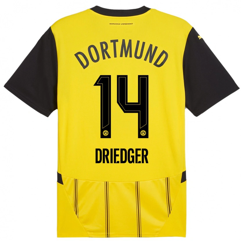 Danxen Bambino Maglia Julian Driedger #14 Giallo Nero Kit Gara Home 2024/25 Maglietta