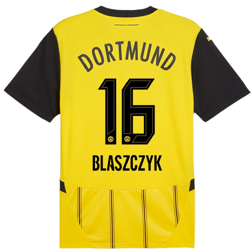 Danxen Bambino Maglia Oliwer Blaszczyk #16 Giallo Nero Kit Gara Home 2024/25 Maglietta