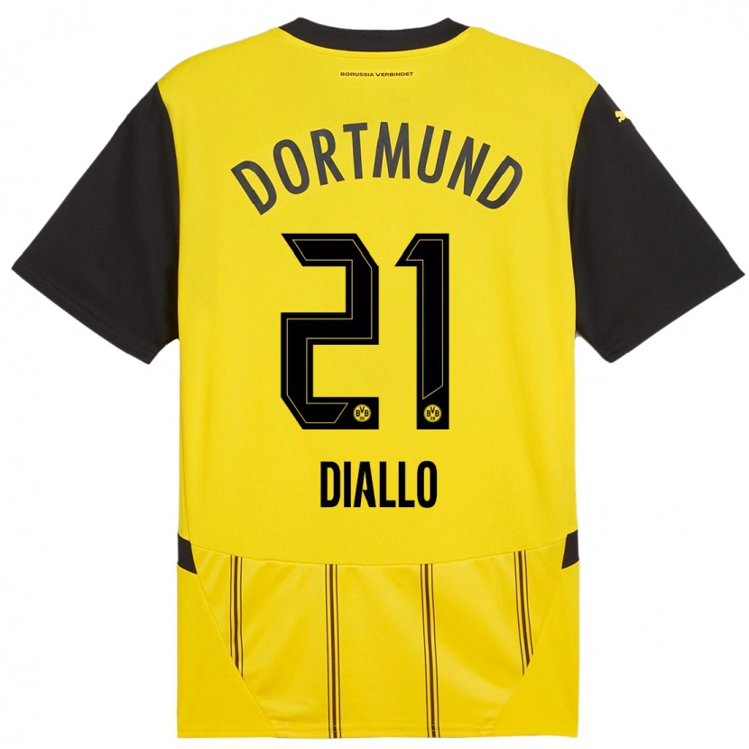 Danxen Bambino Maglia Ousmane Diallo #21 Giallo Nero Kit Gara Home 2024/25 Maglietta