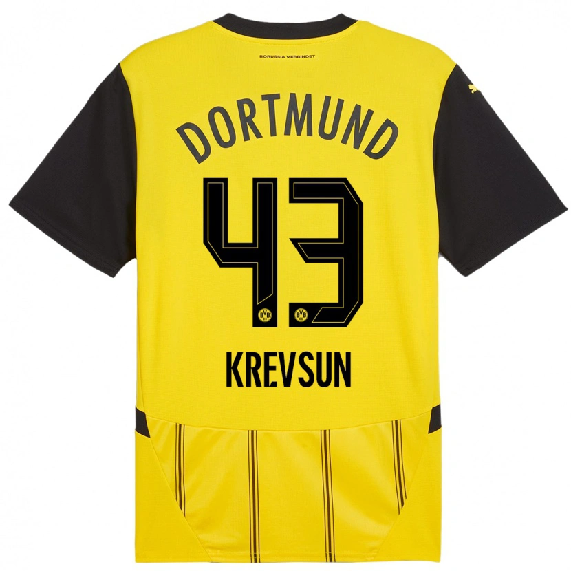 Danxen Bambino Maglia Danylo Krevsun #43 Giallo Nero Kit Gara Home 2024/25 Maglietta