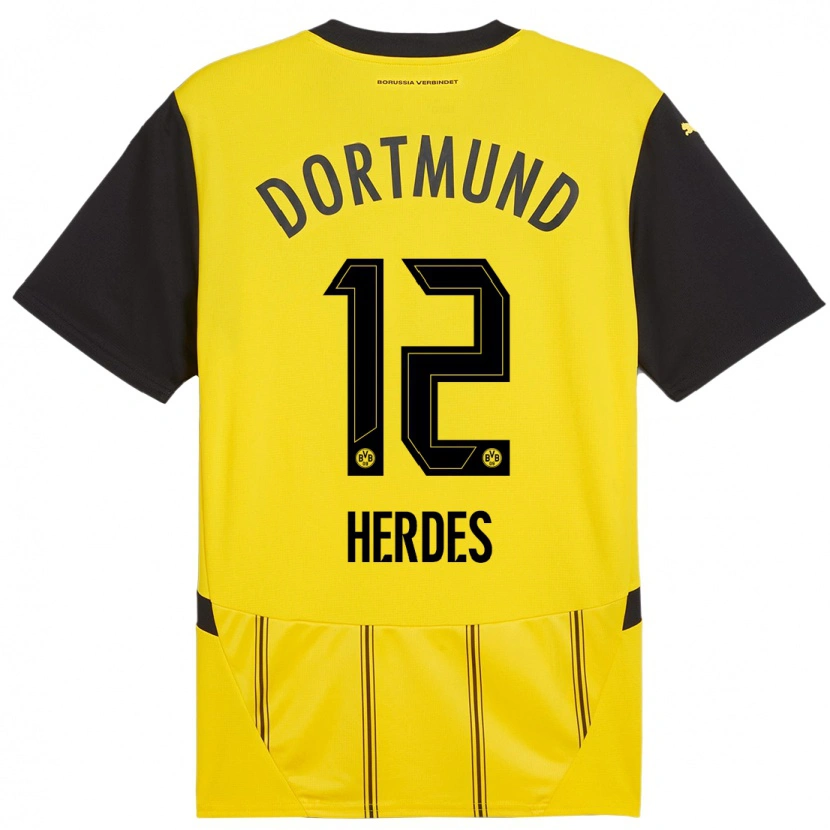Danxen Bambino Maglia Leon Herdes #12 Giallo Nero Kit Gara Home 2024/25 Maglietta