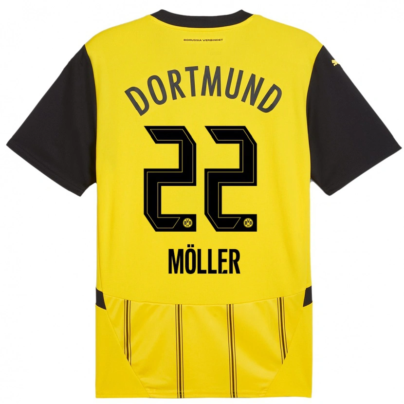 Danxen Bambino Maglia Paul Möller #22 Giallo Nero Kit Gara Home 2024/25 Maglietta