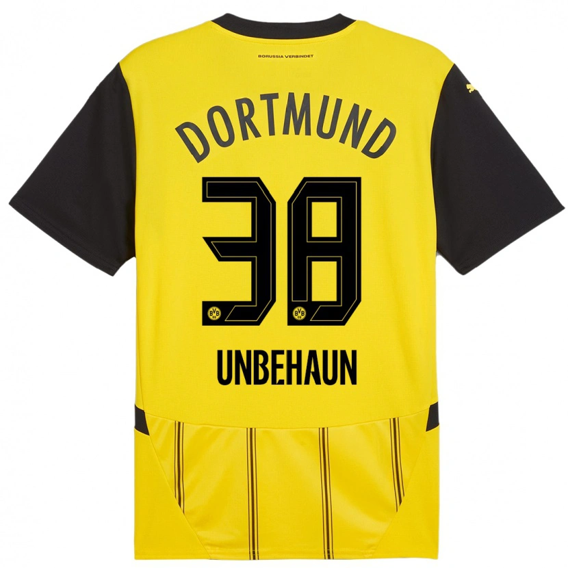 Danxen Bambino Maglia Luca Unbehaun #38 Giallo Nero Kit Gara Home 2024/25 Maglietta