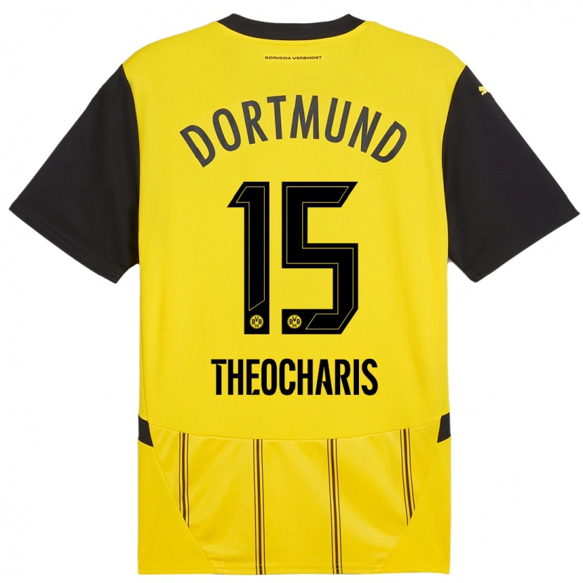 Danxen Bambino Maglia Elefterios Theocharis #15 Giallo Nero Kit Gara Home 2024/25 Maglietta