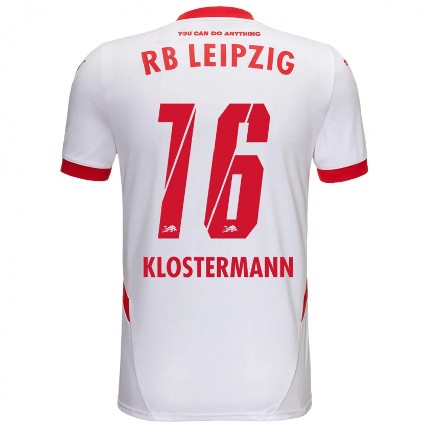 Danxen Bambino Maglia Lukas Klostermann #16 Bianco Rosso Kit Gara Home 2024/25 Maglietta