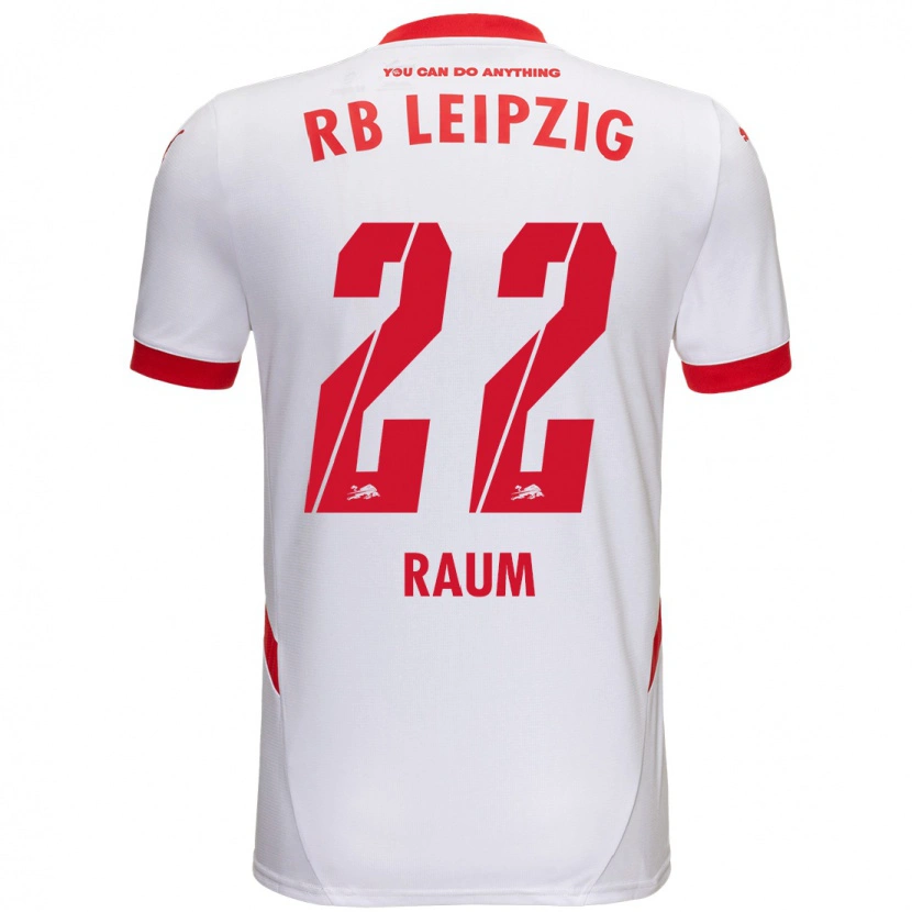 Danxen Bambino Maglia David Raum #22 Bianco Rosso Kit Gara Home 2024/25 Maglietta