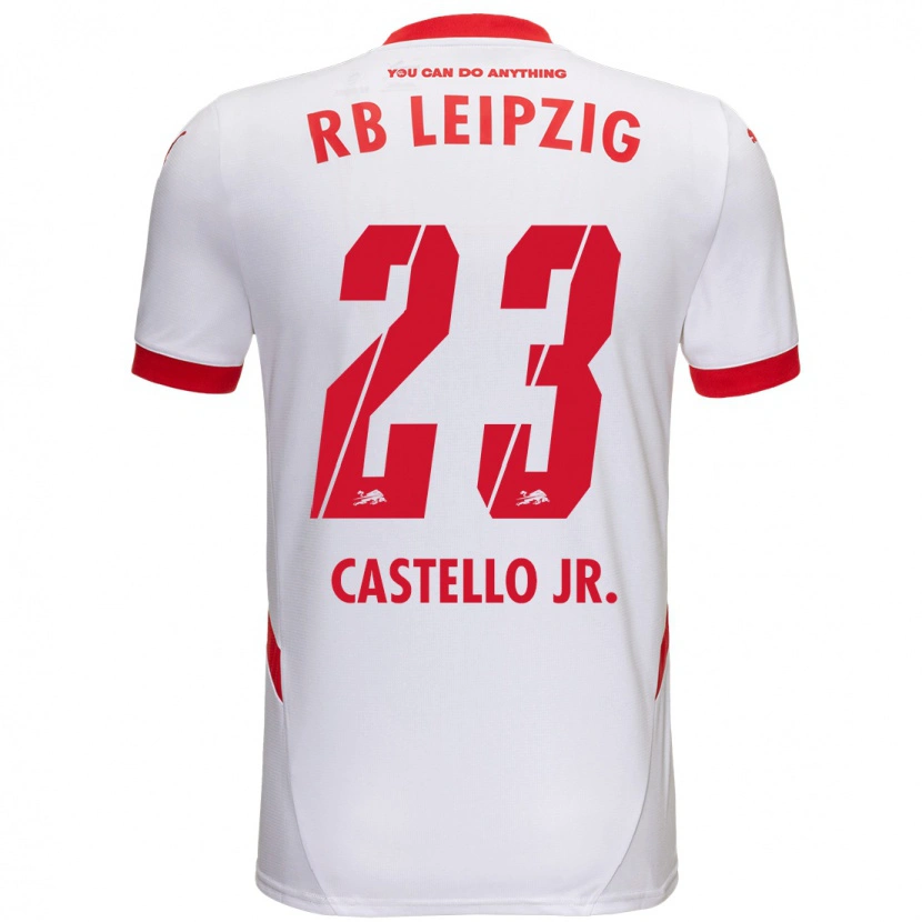 Danxen Bambino Maglia Castello Lukeba #23 Bianco Rosso Kit Gara Home 2024/25 Maglietta