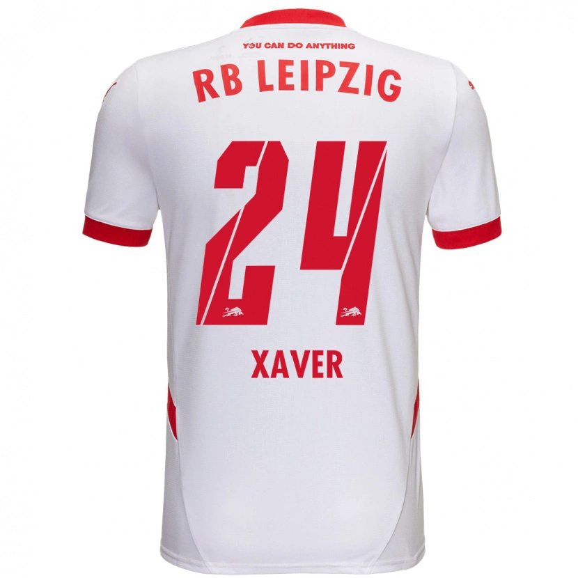 Danxen Bambino Maglia Xaver Schlager #24 Bianco Rosso Kit Gara Home 2024/25 Maglietta