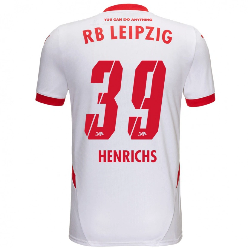 Danxen Bambino Maglia Benjamin Henrichs #39 Bianco Rosso Kit Gara Home 2024/25 Maglietta