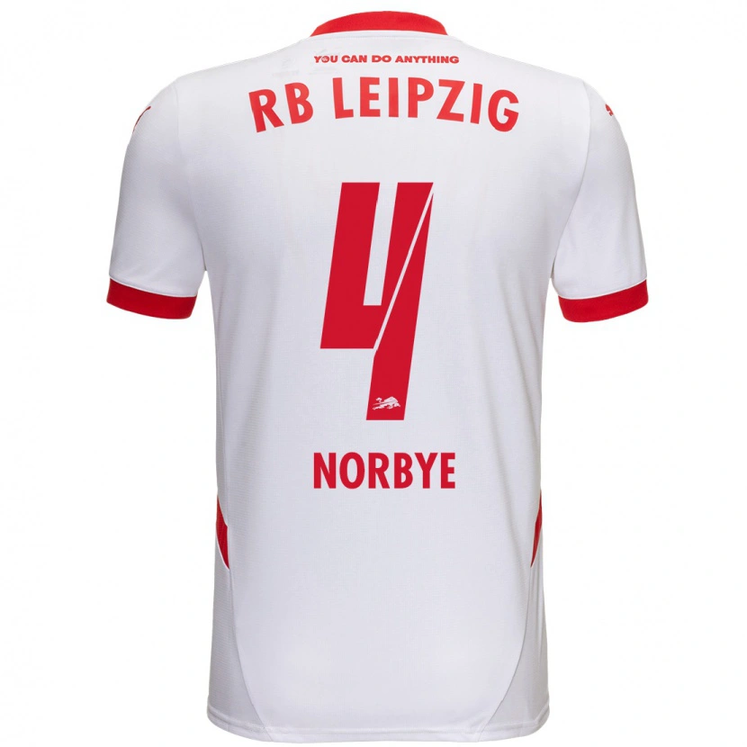 Danxen Bambino Maglia Jonathan Norbye #4 Bianco Rosso Kit Gara Home 2024/25 Maglietta