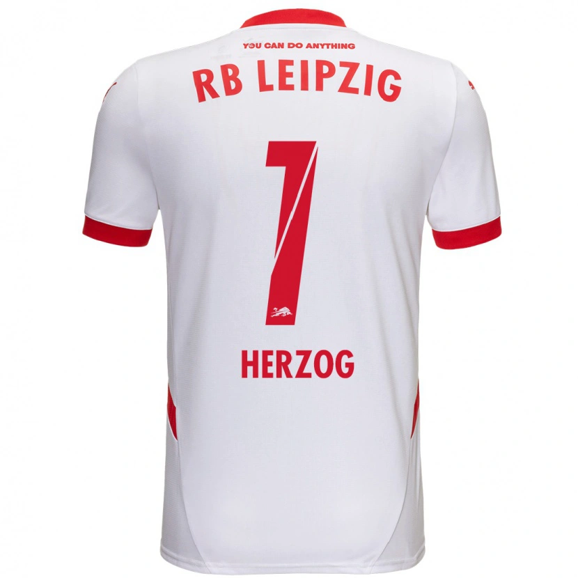 Danxen Bambino Maglia Elvira Herzog #1 Bianco Rosso Kit Gara Home 2024/25 Maglietta