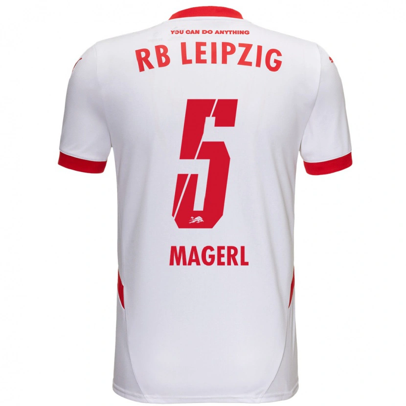 Danxen Bambino Maglia Julia Magerl #5 Bianco Rosso Kit Gara Home 2024/25 Maglietta
