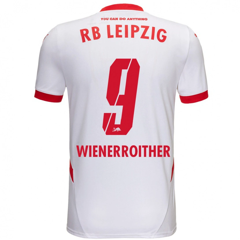 Danxen Bambino Maglia Katja Wienerroither #9 Bianco Rosso Kit Gara Home 2024/25 Maglietta