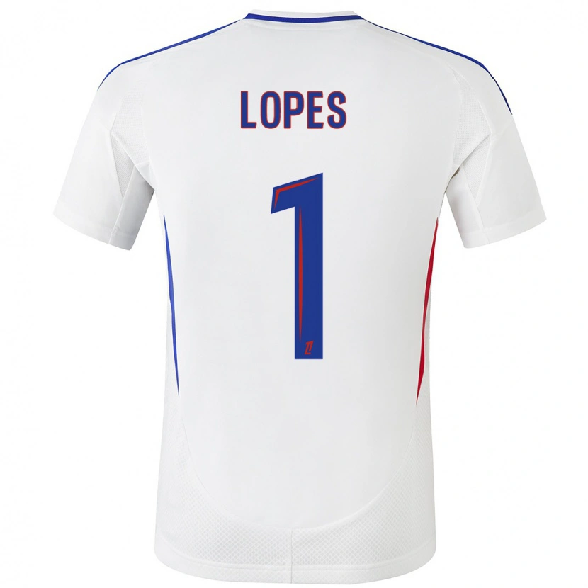 Danxen Bambino Maglia Anthony Lopes #1 Bianco Blu Kit Gara Home 2024/25 Maglietta