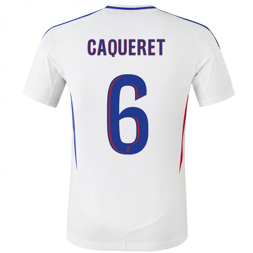 Danxen Bambino Maglia Maxence Caqueret #6 Bianco Blu Kit Gara Home 2024/25 Maglietta