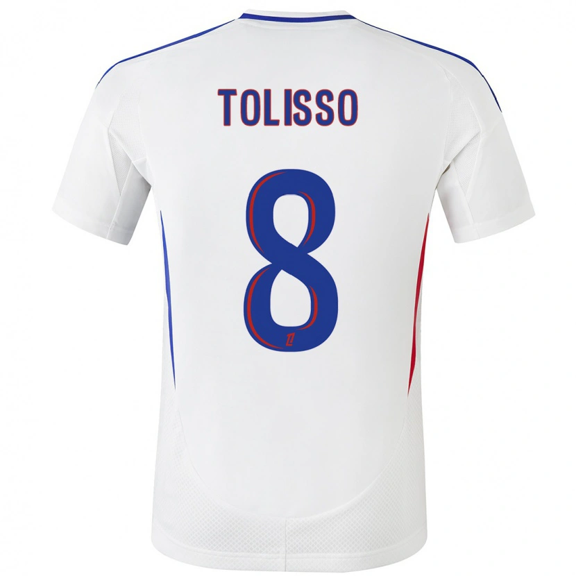 Danxen Bambino Maglia Corentin Tolisso #8 Bianco Blu Kit Gara Home 2024/25 Maglietta