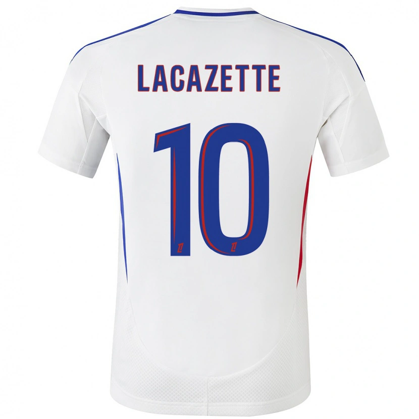 Danxen Bambino Maglia Alexandre Lacazette #10 Bianco Blu Kit Gara Home 2024/25 Maglietta