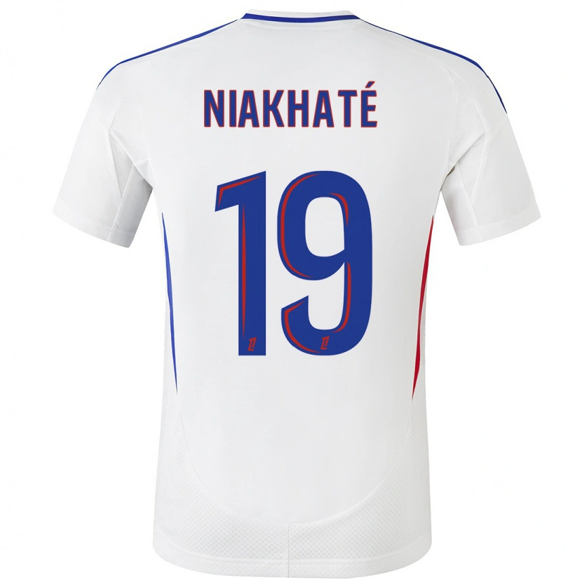 Danxen Bambino Maglia Moussa Niakhaté #19 Bianco Blu Kit Gara Home 2024/25 Maglietta