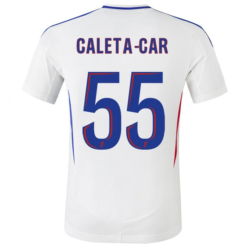 Danxen Bambino Maglia Duje Caleta-Car #55 Bianco Blu Kit Gara Home 2024/25 Maglietta
