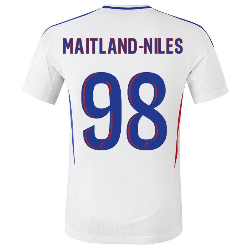 Danxen Bambino Maglia Ainsley Maitland-Niles #98 Bianco Blu Kit Gara Home 2024/25 Maglietta