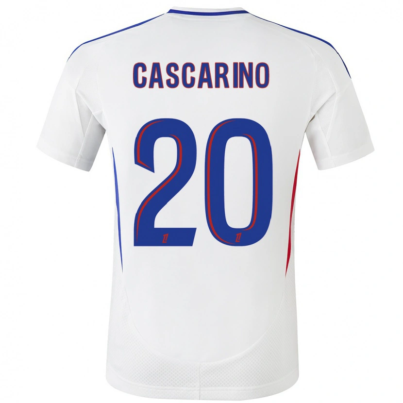 Danxen Bambino Maglia Delphine Cascarino #20 Bianco Blu Kit Gara Home 2024/25 Maglietta