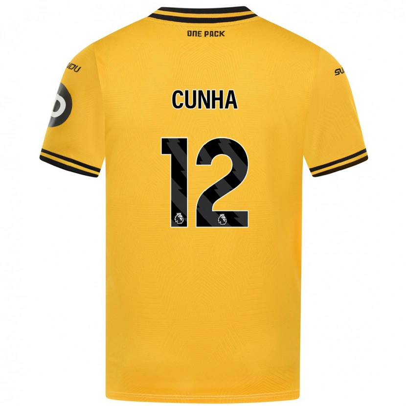 Danxen Bambino Maglia Matheus Cunha #12 Giallo Kit Gara Home 2024/25 Maglietta