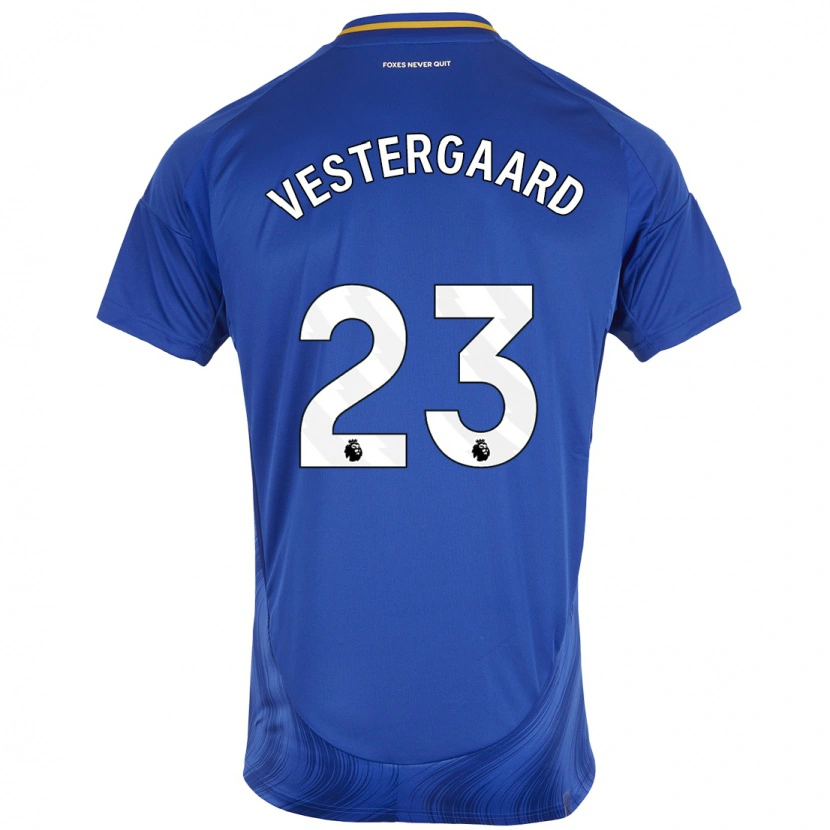 Danxen Bambino Maglia Jannik Vestergaard #23 Blu Bianco Kit Gara Home 2024/25 Maglietta