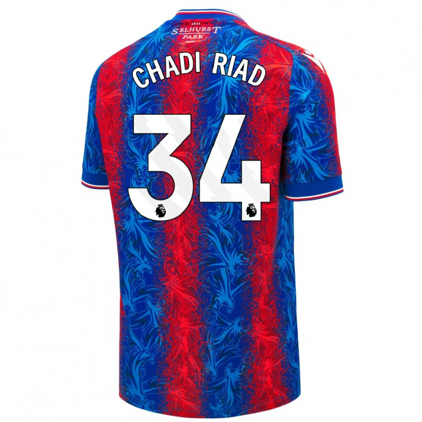 Danxen Bambino Maglia Chadi Riad #34 Strisce Rosso Blu Kit Gara Home 2024/25 Maglietta