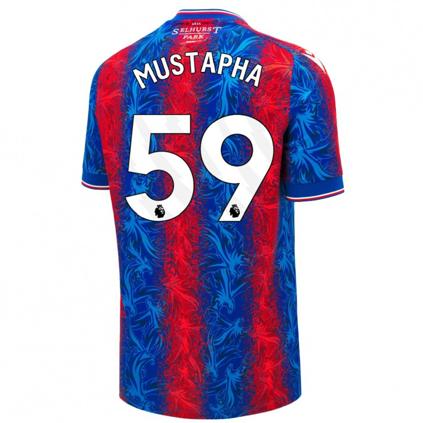 Danxen Bambino Maglia Hindolo Mustapha #59 Strisce Rosso Blu Kit Gara Home 2024/25 Maglietta