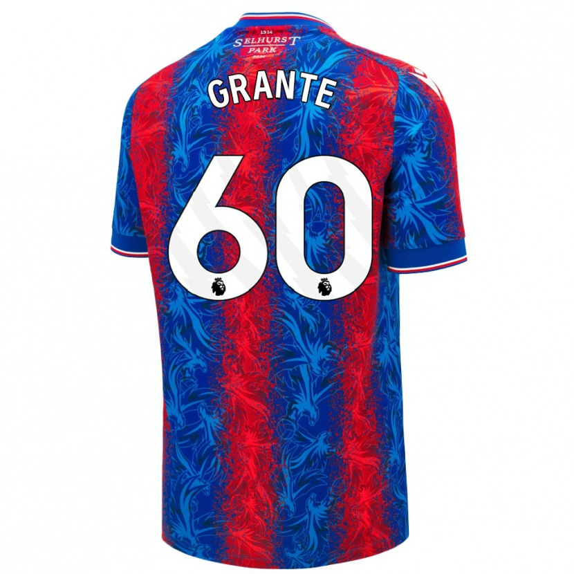 Danxen Bambino Maglia Jake Grante #60 Strisce Rosso Blu Kit Gara Home 2024/25 Maglietta