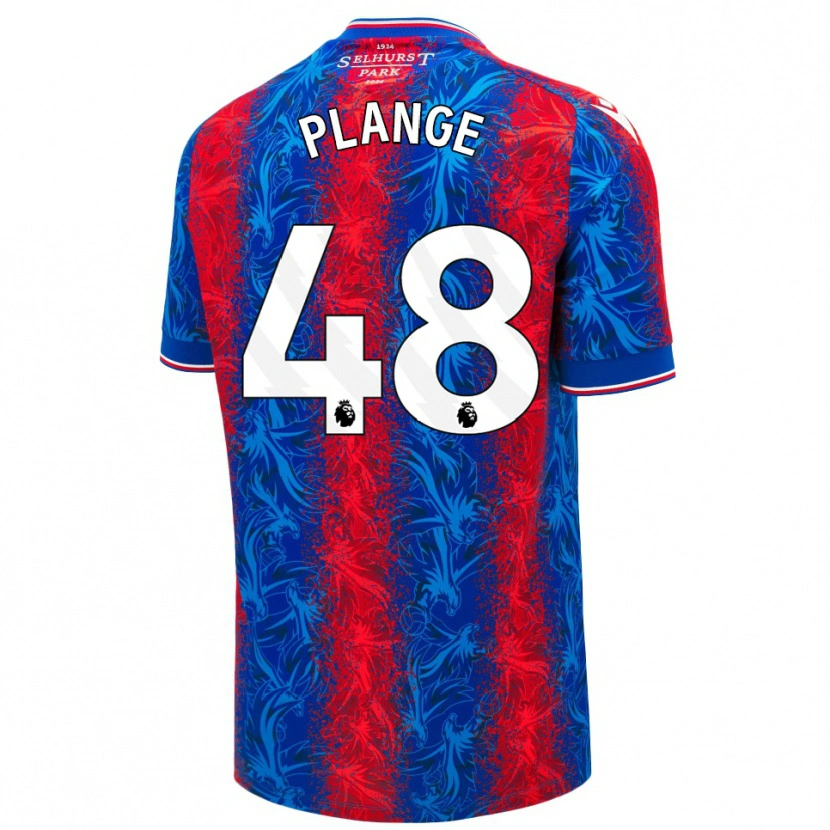 Danxen Bambino Maglia Luke Plange #48 Strisce Rosso Blu Kit Gara Home 2024/25 Maglietta