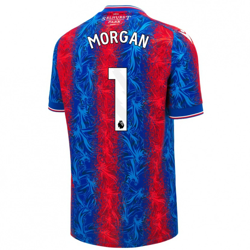Danxen Bambino Maglia Chloe Morgan #1 Strisce Rosso Blu Kit Gara Home 2024/25 Maglietta