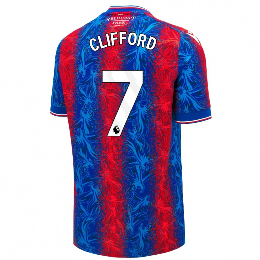 Danxen Bambino Maglia Charley Clifford #7 Strisce Rosso Blu Kit Gara Home 2024/25 Maglietta