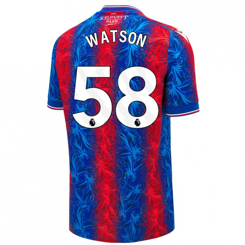 Danxen Bambino Maglia Noah Watson #58 Strisce Rosso Blu Kit Gara Home 2024/25 Maglietta