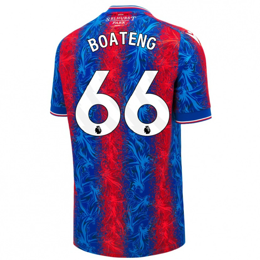Danxen Bambino Maglia David Boateng #66 Strisce Rosso Blu Kit Gara Home 2024/25 Maglietta