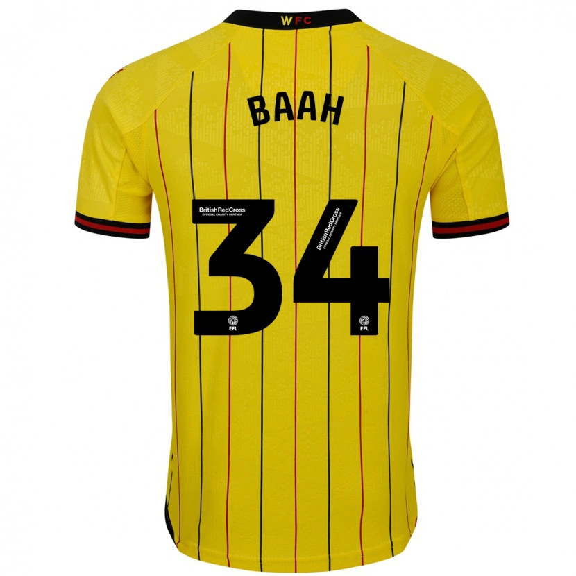 Danxen Bambino Maglia Kwadwo Baah #34 Giallo Nero Kit Gara Home 2024/25 Maglietta