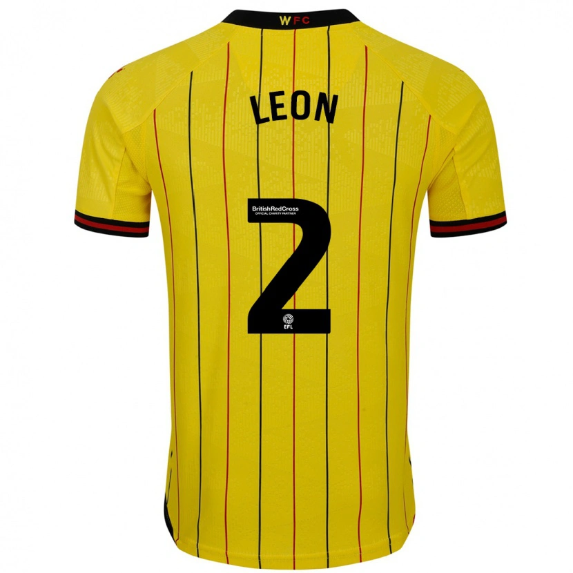 Danxen Bambino Maglia Lucía León #2 Giallo Nero Kit Gara Home 2024/25 Maglietta