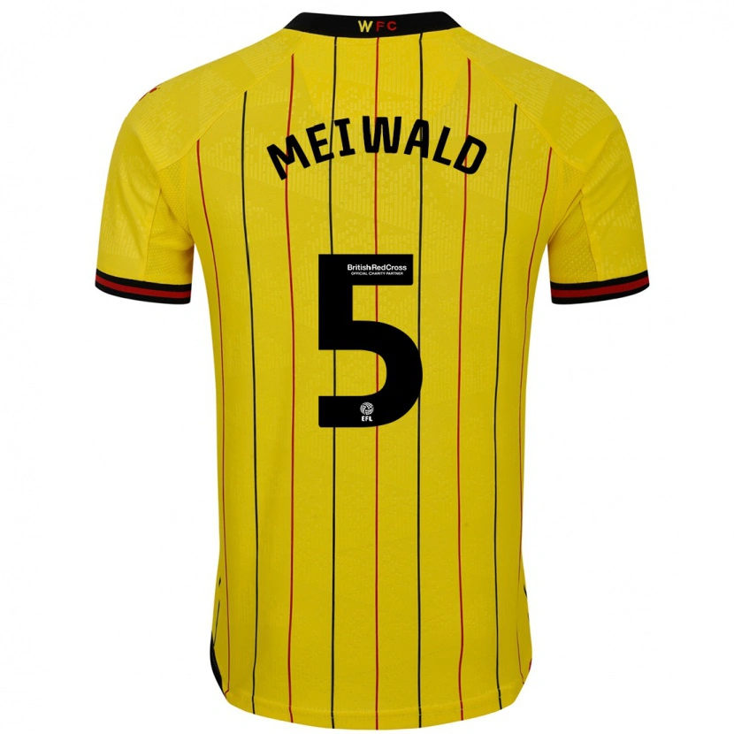 Danxen Bambino Maglia Anne Meiwald #5 Giallo Nero Kit Gara Home 2024/25 Maglietta