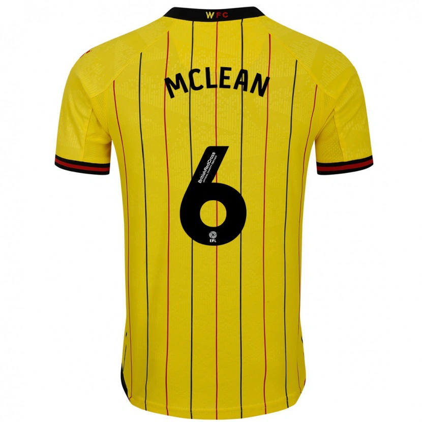 Danxen Bambino Maglia Sophie Mclean #6 Giallo Nero Kit Gara Home 2024/25 Maglietta