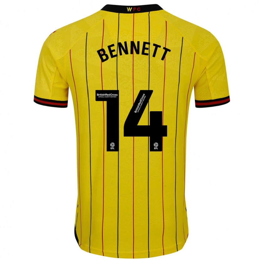 Danxen Bambino Maglia Harley Bennett #14 Giallo Nero Kit Gara Home 2024/25 Maglietta
