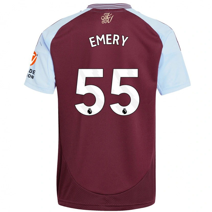 Danxen Bambino Maglia Lander Emery #55 Borgogna Azzurro Kit Gara Home 2024/25 Maglietta
