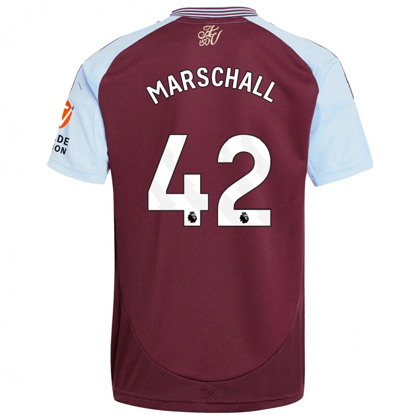 Danxen Bambino Maglia Filip Marschall #42 Borgogna Azzurro Kit Gara Home 2024/25 Maglietta