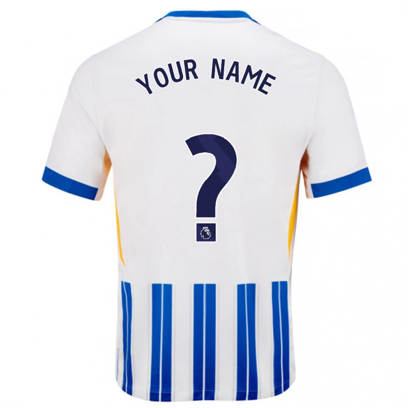 Danxen Bambino Maglia Il Tuo Nome #0 Bianco Blu A Righe Kit Gara Home 2024/25 Maglietta