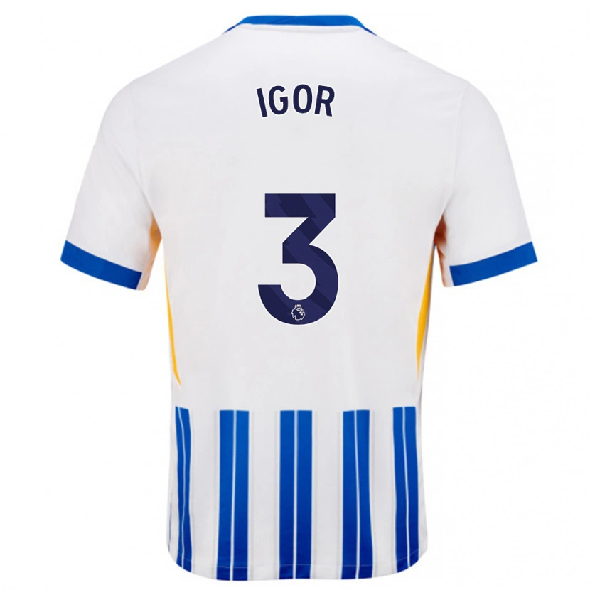 Danxen Bambino Maglia Igor #3 Bianco Blu A Righe Kit Gara Home 2024/25 Maglietta
