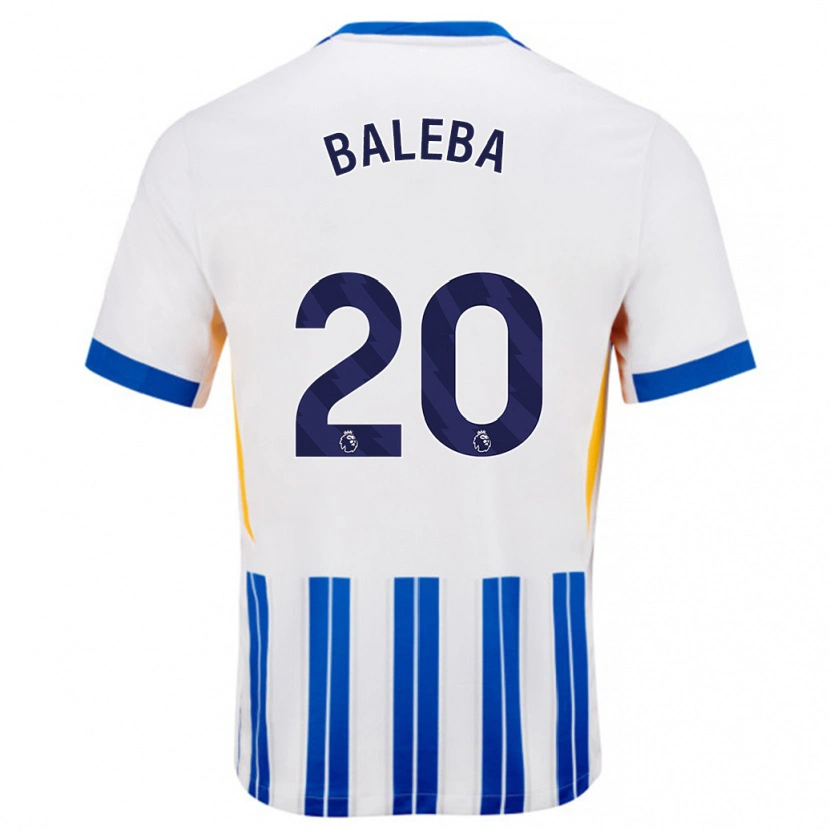 Danxen Bambino Maglia Carlos Baleba #20 Bianco Blu A Righe Kit Gara Home 2024/25 Maglietta