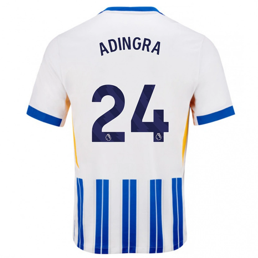 Danxen Bambino Maglia Simon Adingra #24 Bianco Blu A Righe Kit Gara Home 2024/25 Maglietta